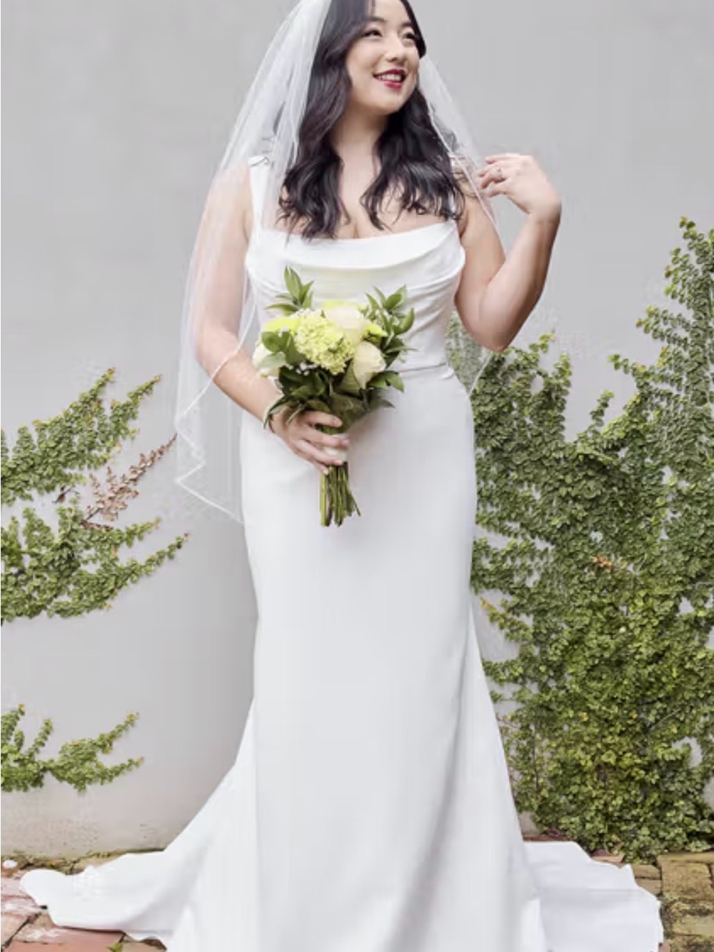 Elegant White Satin Mermaid Wedding Dress - Picture 4 of 4